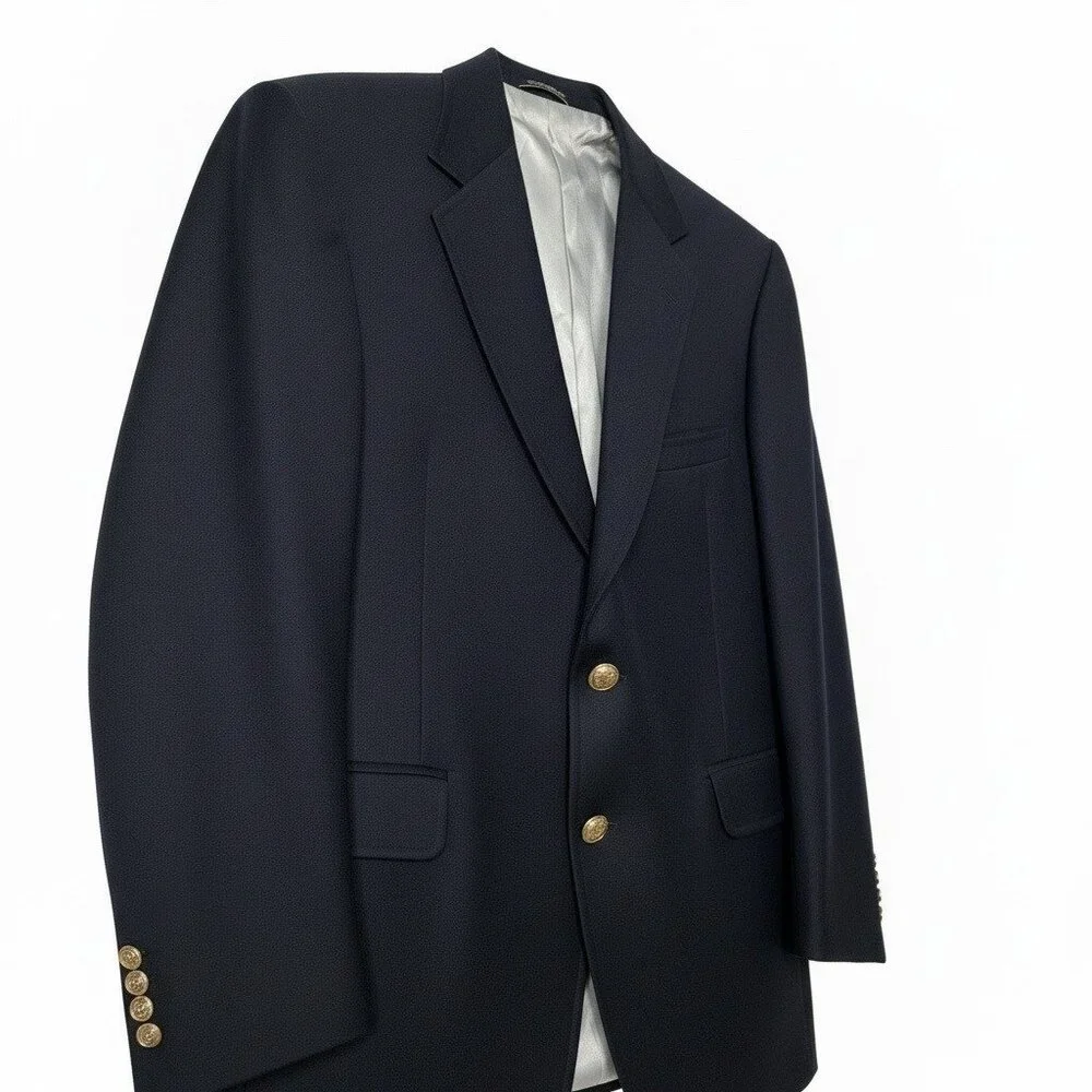 Vintage Lands’ End 100% Cashmere Blazer Jacket 46R Luxury Gold Buttons Old Money